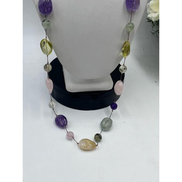 Margo Morrison GREEN, PURPLE AMETHYST, CITRINE, LEMON QUARTZ, Necklace New Other - Picture 5 of 16